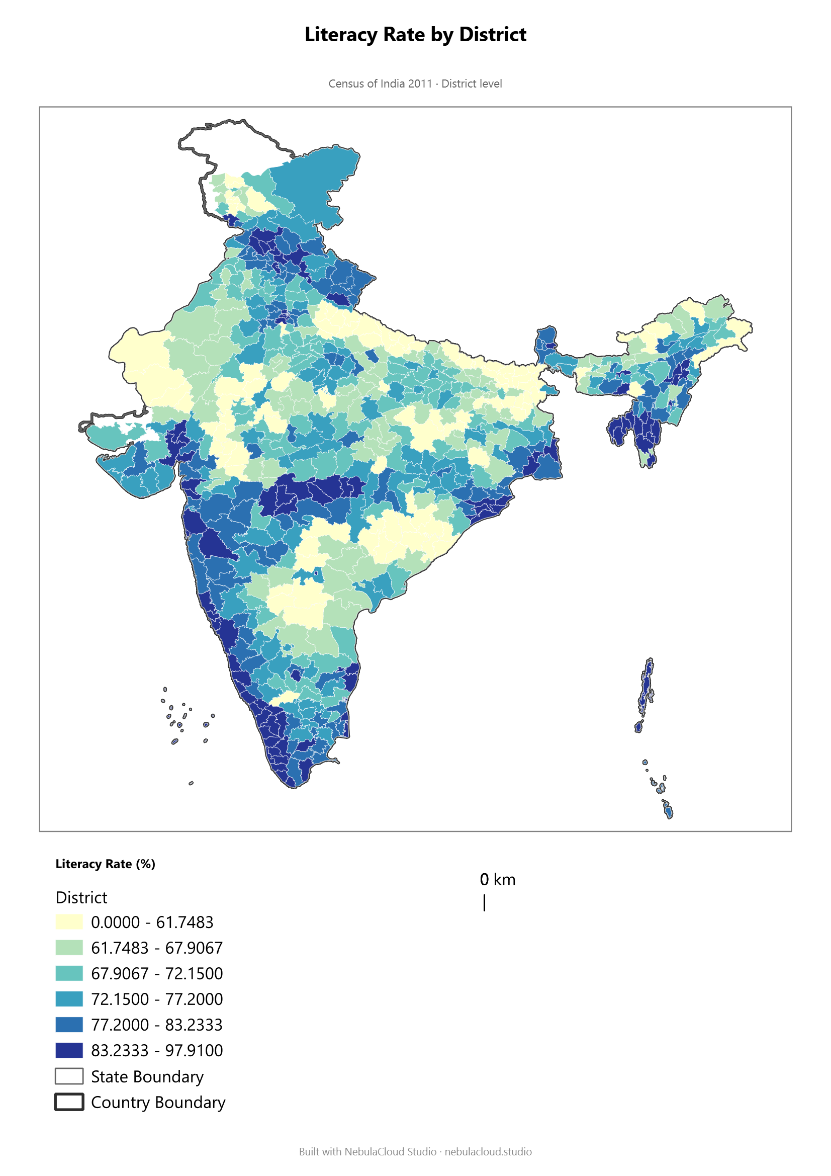 Literacy Rate by District